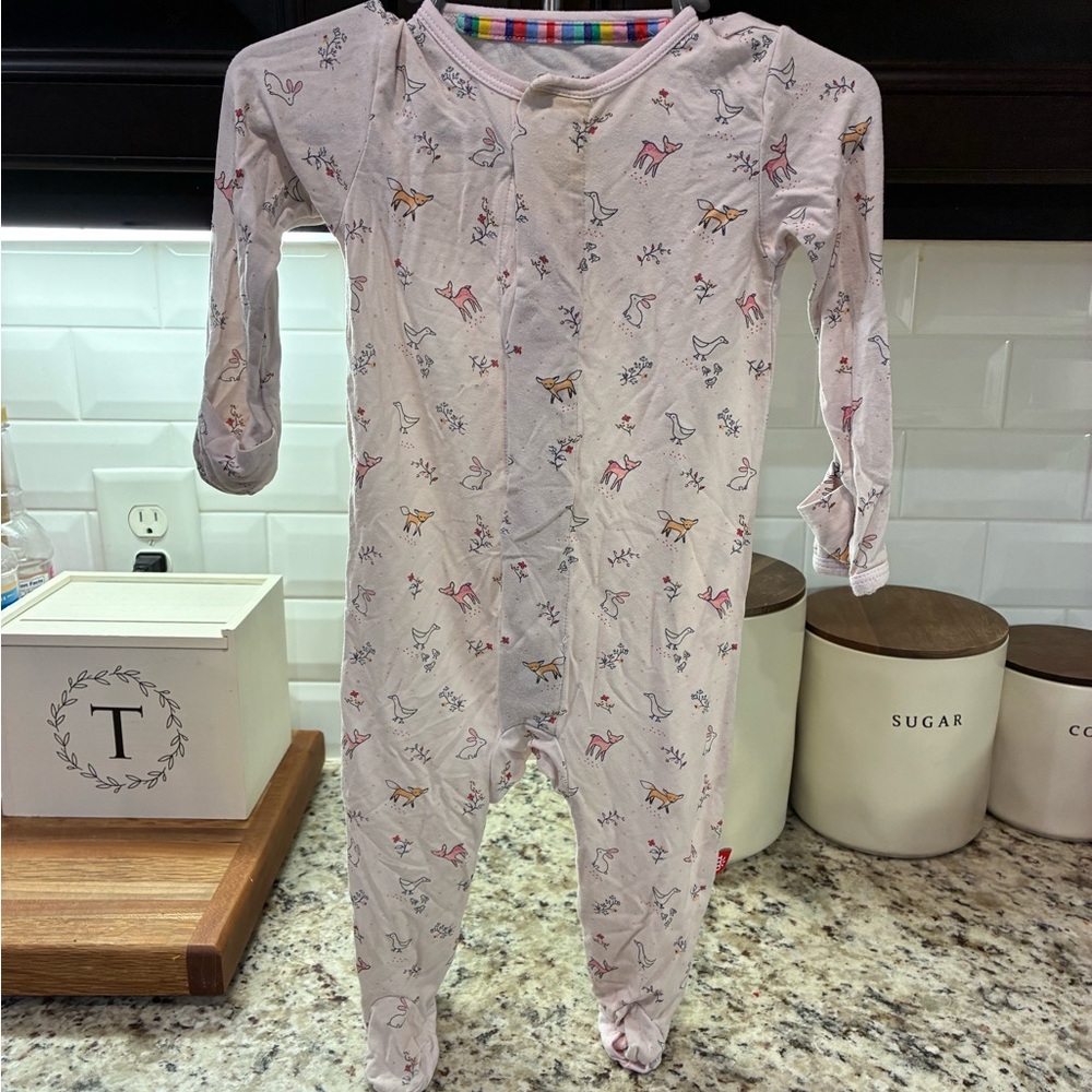 Magnetic Me Pink Footies One Piece with Heart Print